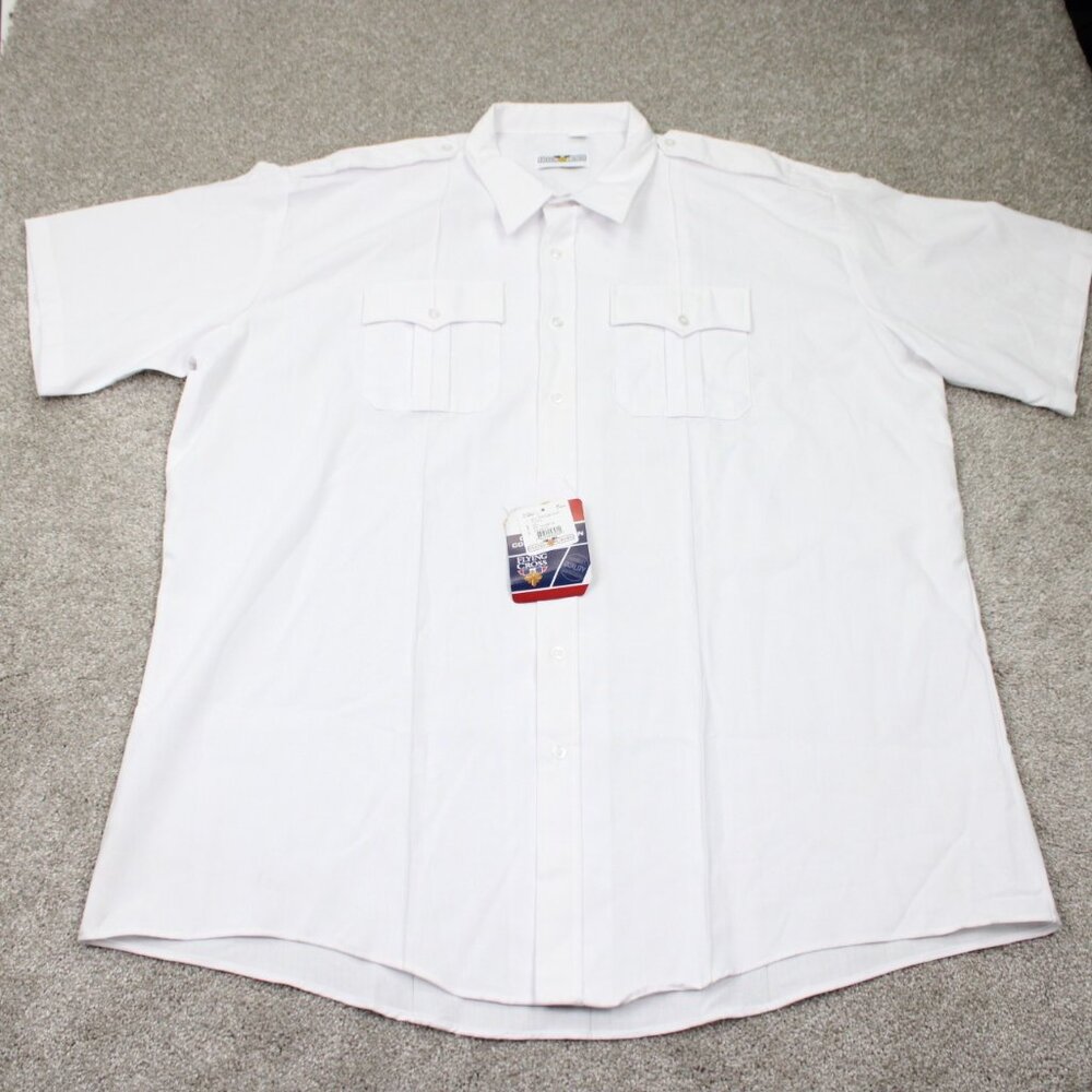 Flying Cross Deluxe Tropical Shirt NWT Mens 4XL XXXXL White S/S Uniform Button‎